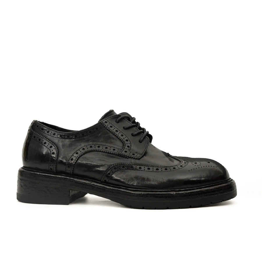 Black Washed Leather Brogue Derby DIVINCH