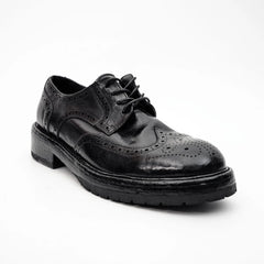 Black Washed Leather Brogue Derby