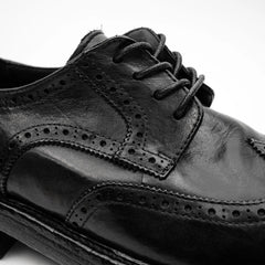 Black Washed Leather Brogue Derby