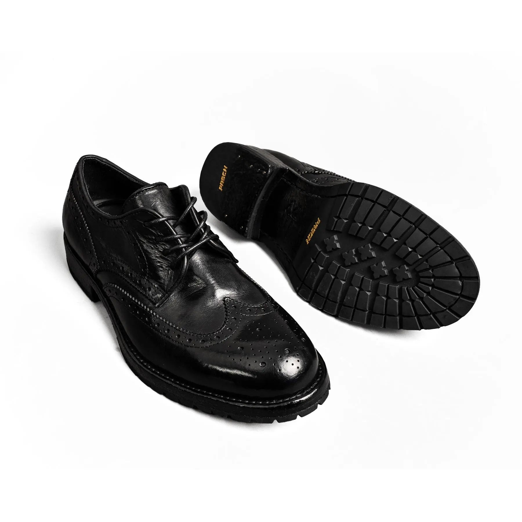 Black Washed Leather Lug Derby