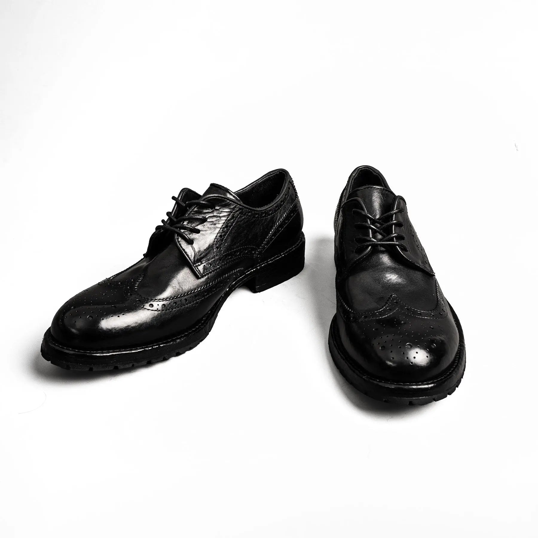 Black Washed Leather Lug Derby