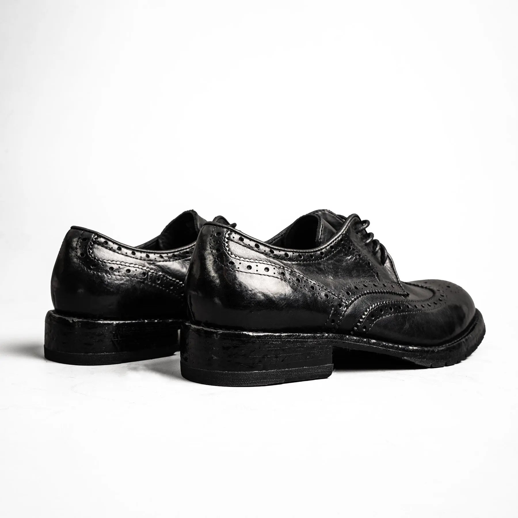 Black Washed Leather Lug Derby