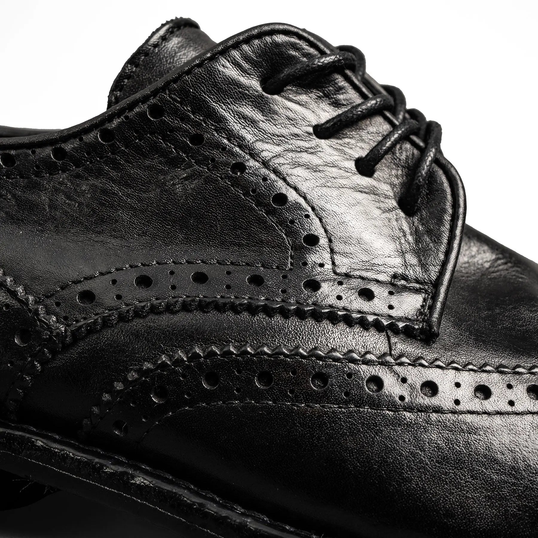 Black Washed Leather Lug Derby