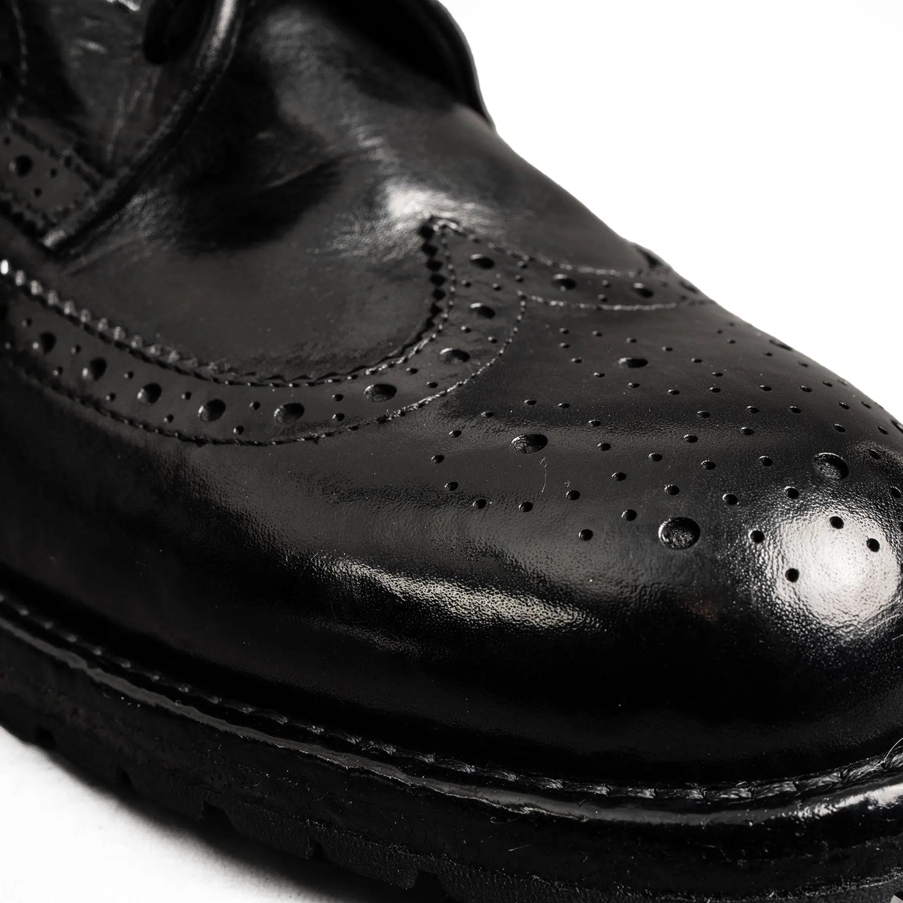 Black Washed Leather Lug Derby