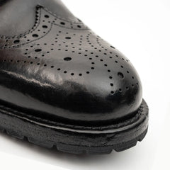 Black Washed Leather Brogue Martin Boot