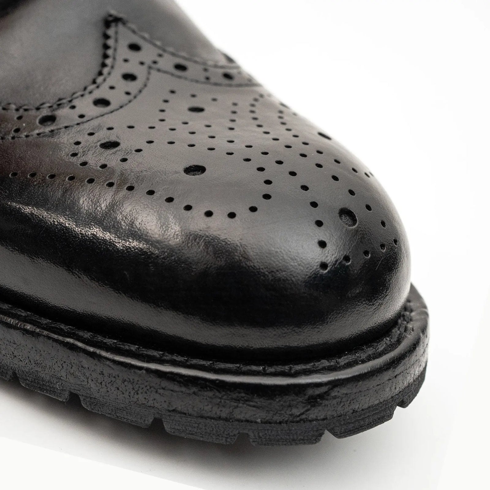 Black Washed Leather Brogue Martin Boot