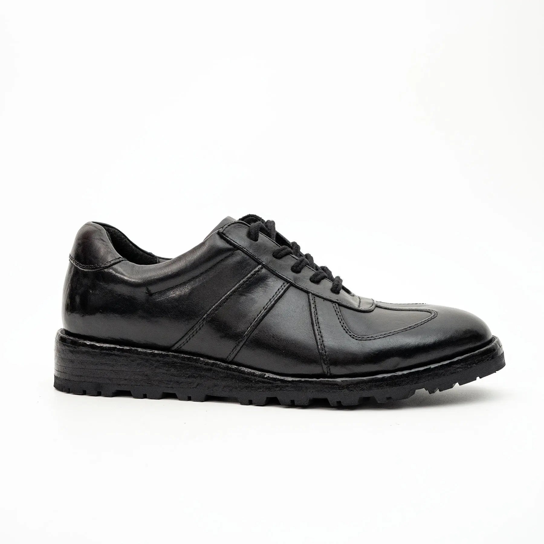 Black Washed Leather Casual Shoe