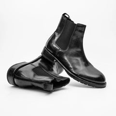Black Washed Leather Chelsea Boot DIVINCH