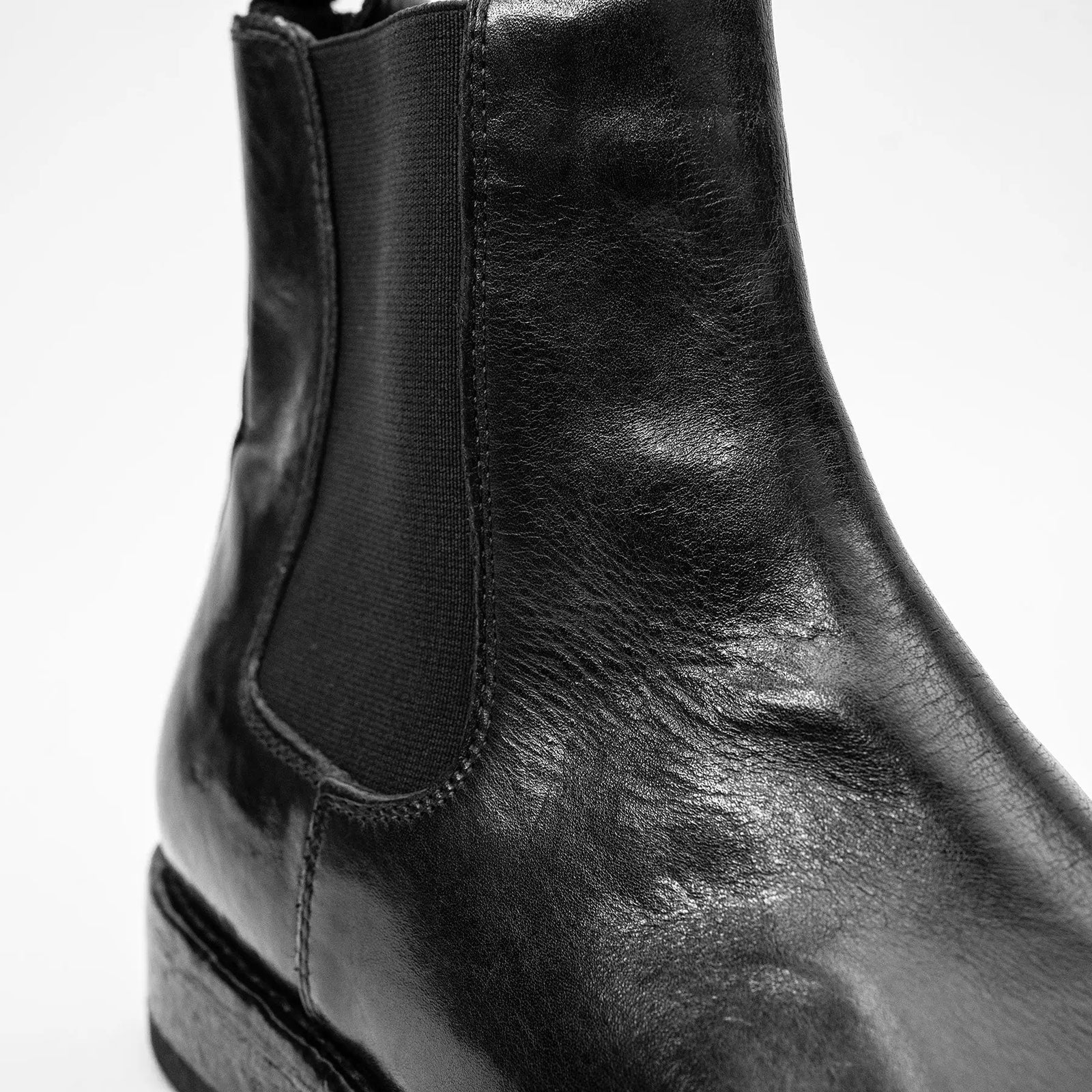 Black Washed Leather Chelsea Boot