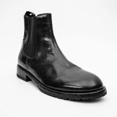 Black Washed Leather Chelsea Boot