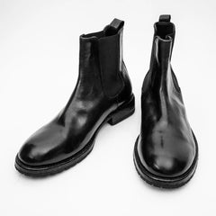 Black Washed Leather Chelsea Boot