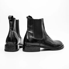 Black Washed Leather Chelsea Boot
