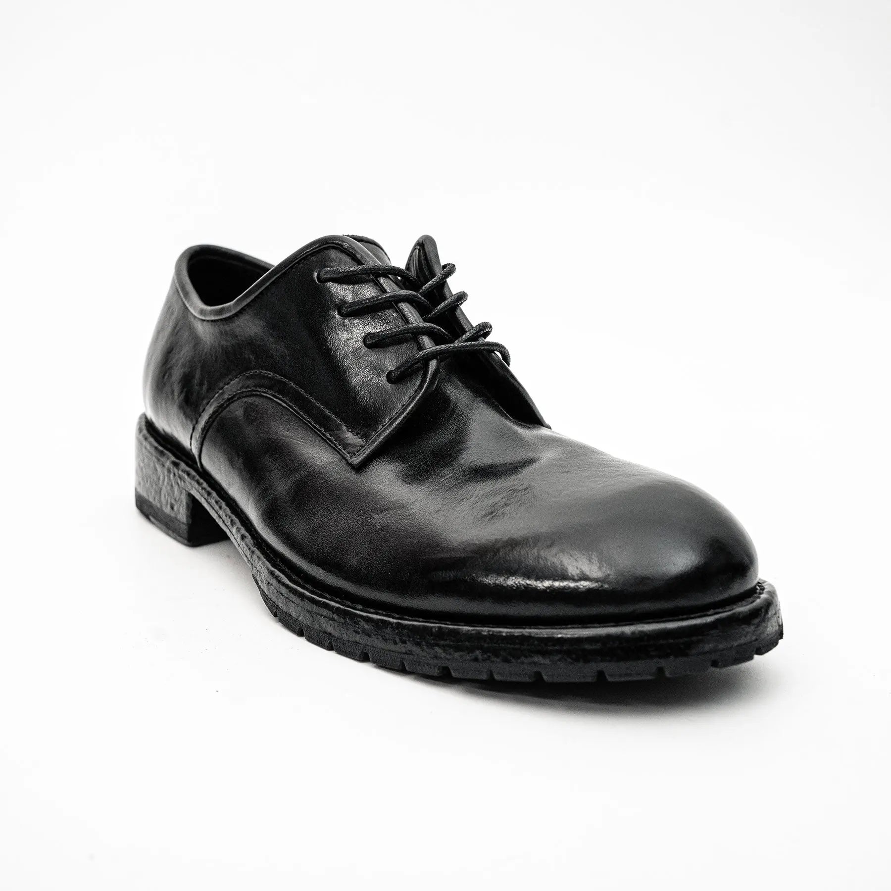 Black Washed Leather Derby DIVINCH