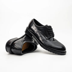 Black Washed Leather Derby DIVINCH