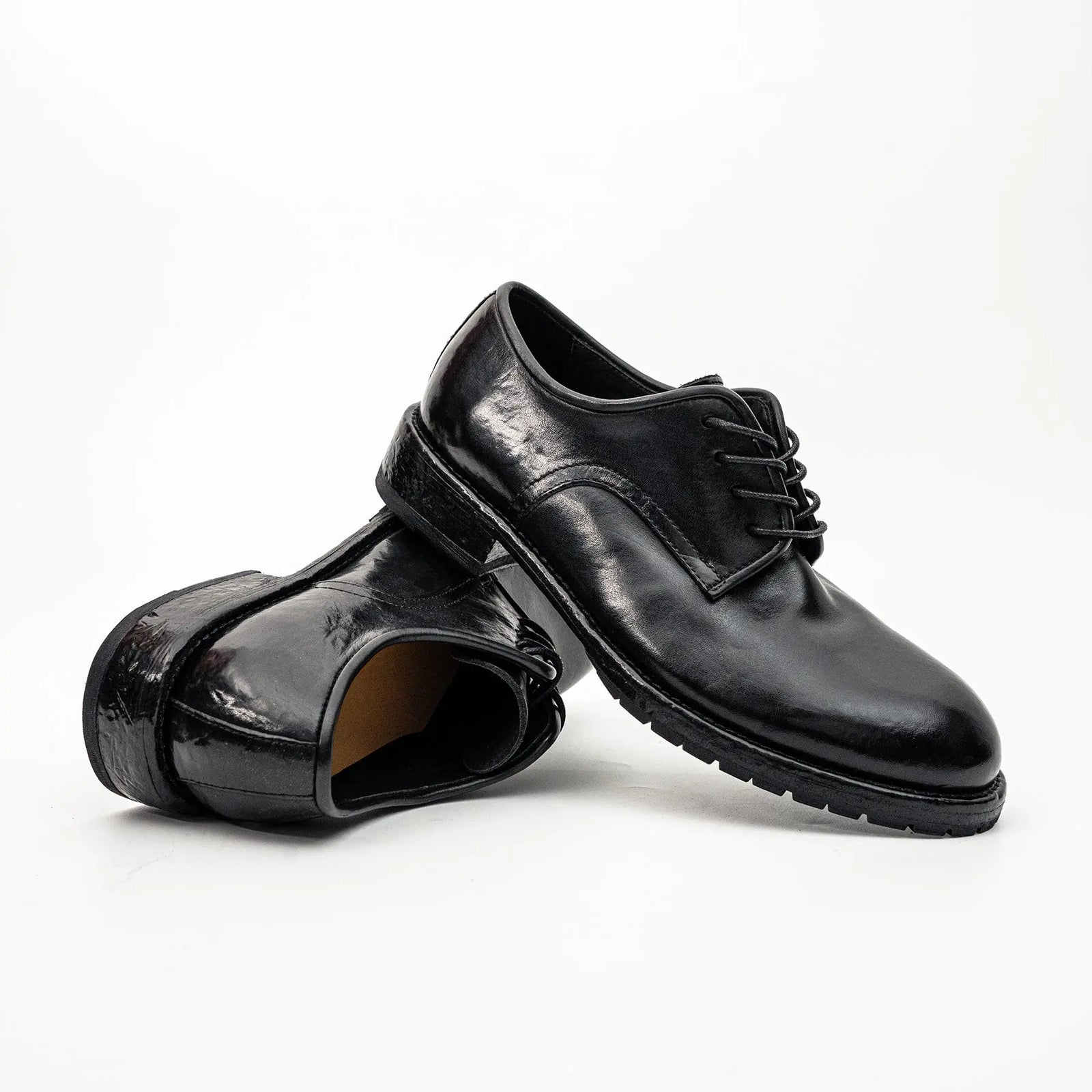 Black Washed Leather Derby DIVINCH