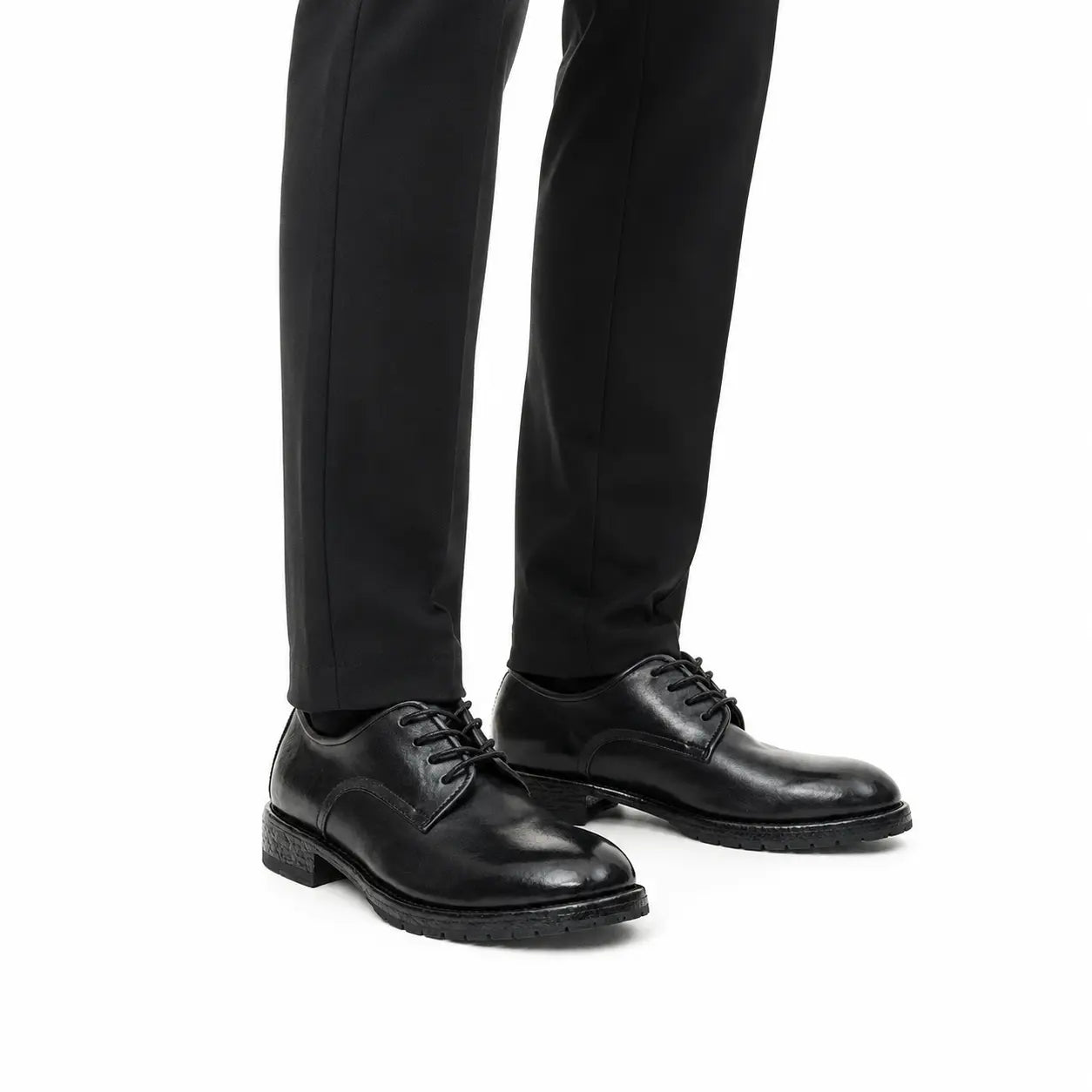 Black Washed Leather Derby