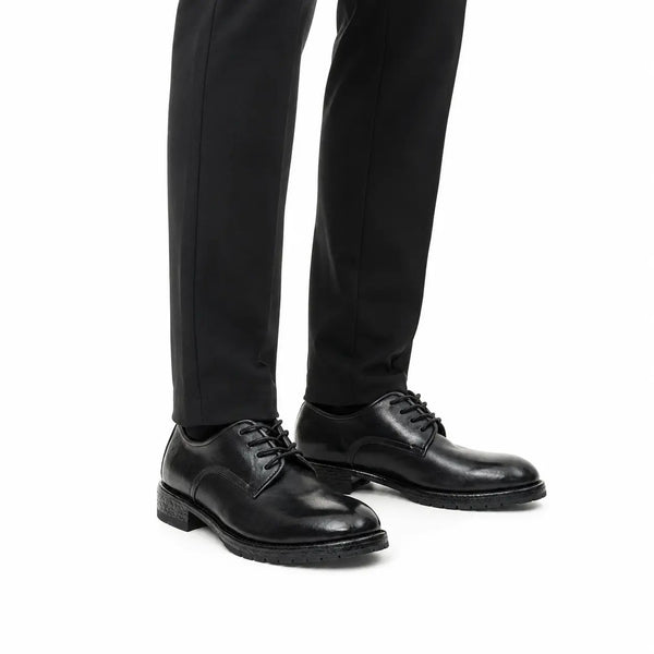 Black Washed Leather Derby