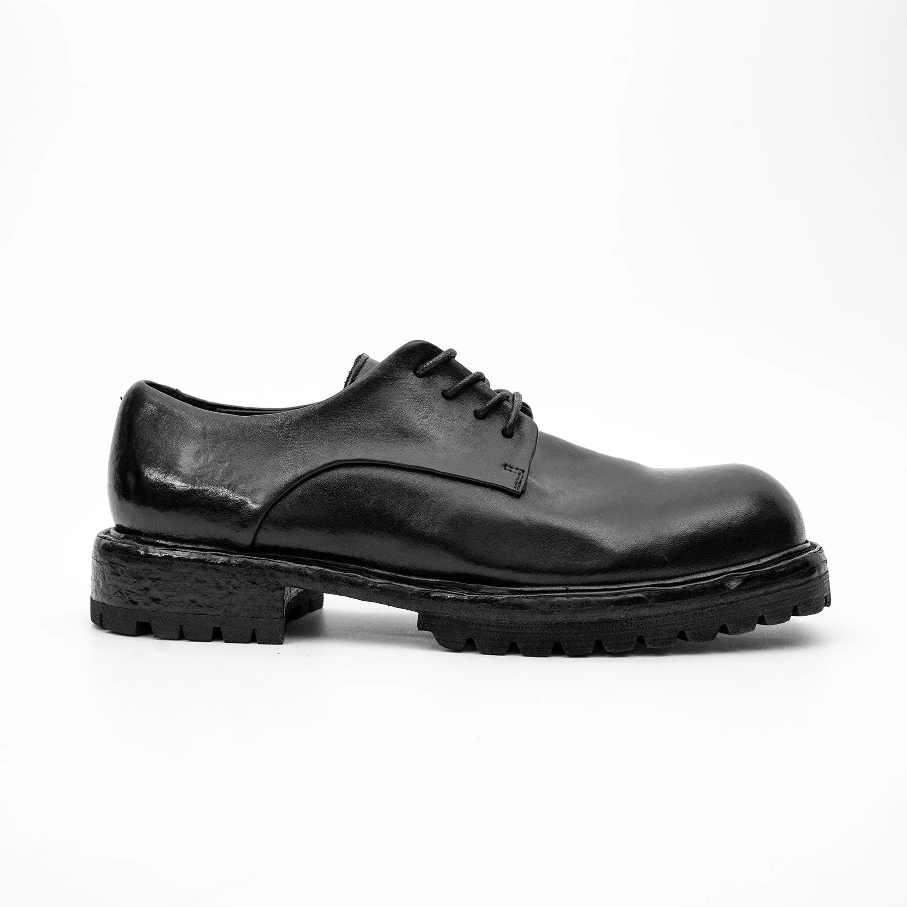 Black Washed Leather Derby