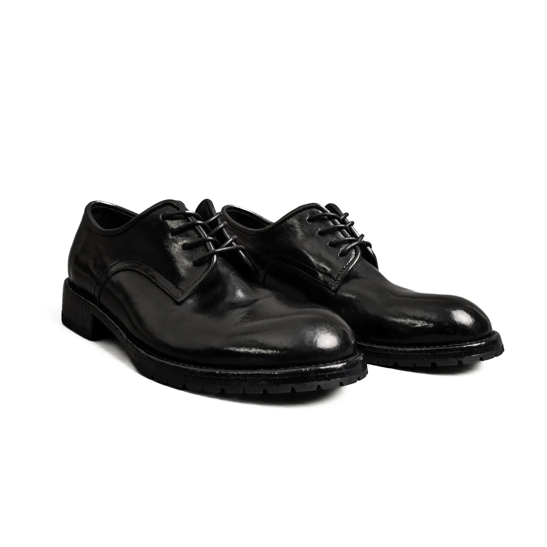 Black Washed Leather Derby