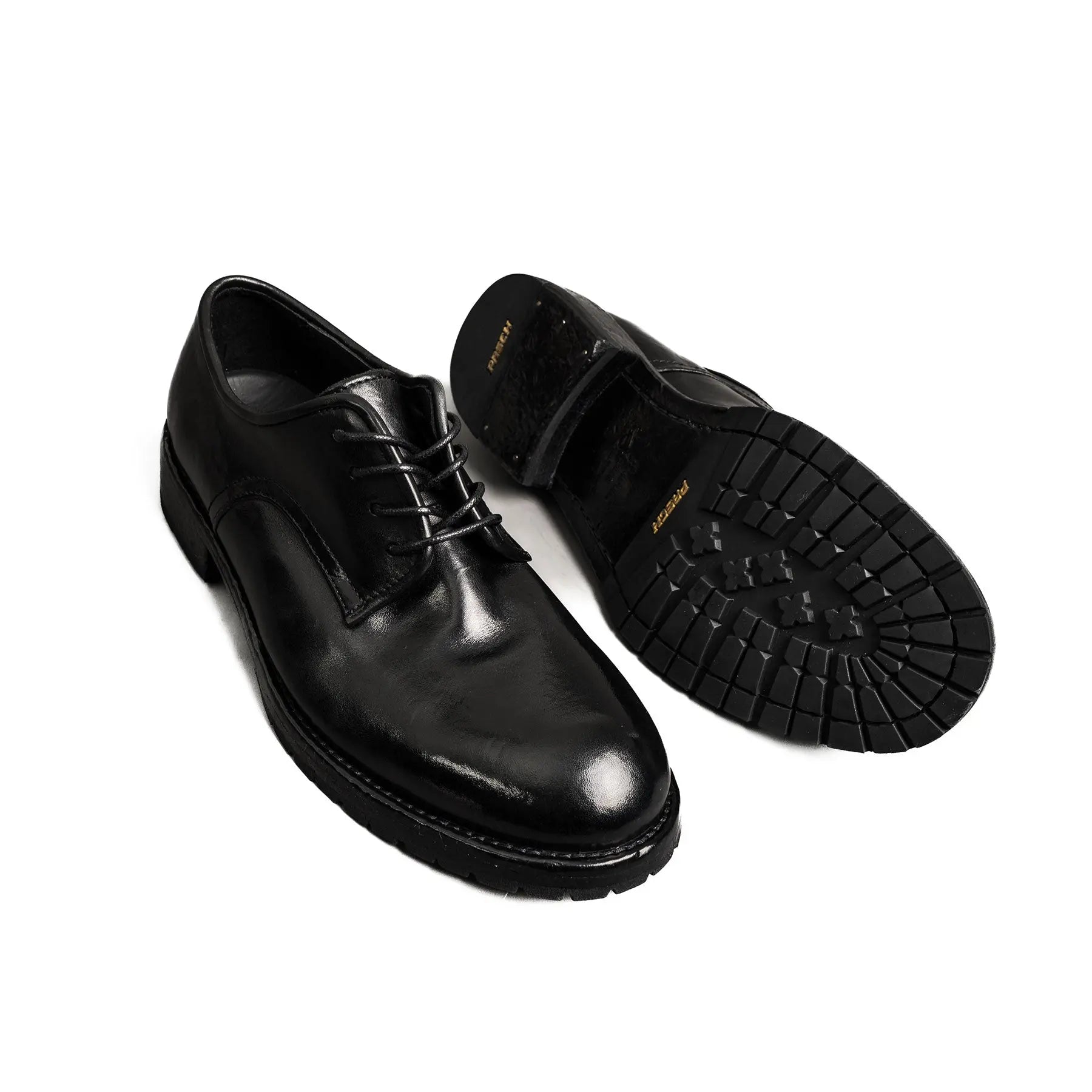 Black Washed Leather Derby