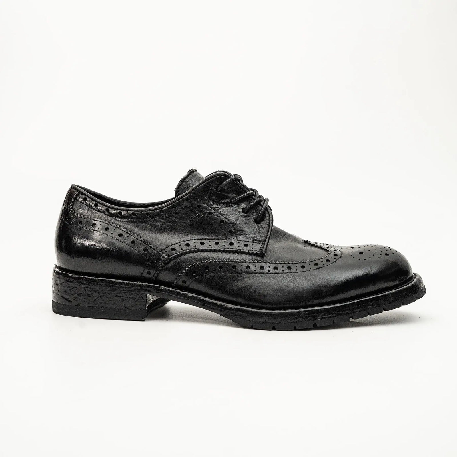 Black Washed Leather Lug Derby DIVINCH
