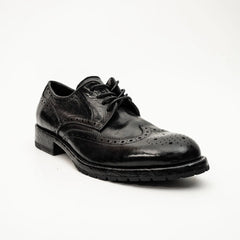 Black Washed Leather Lug Derby DIVINCH