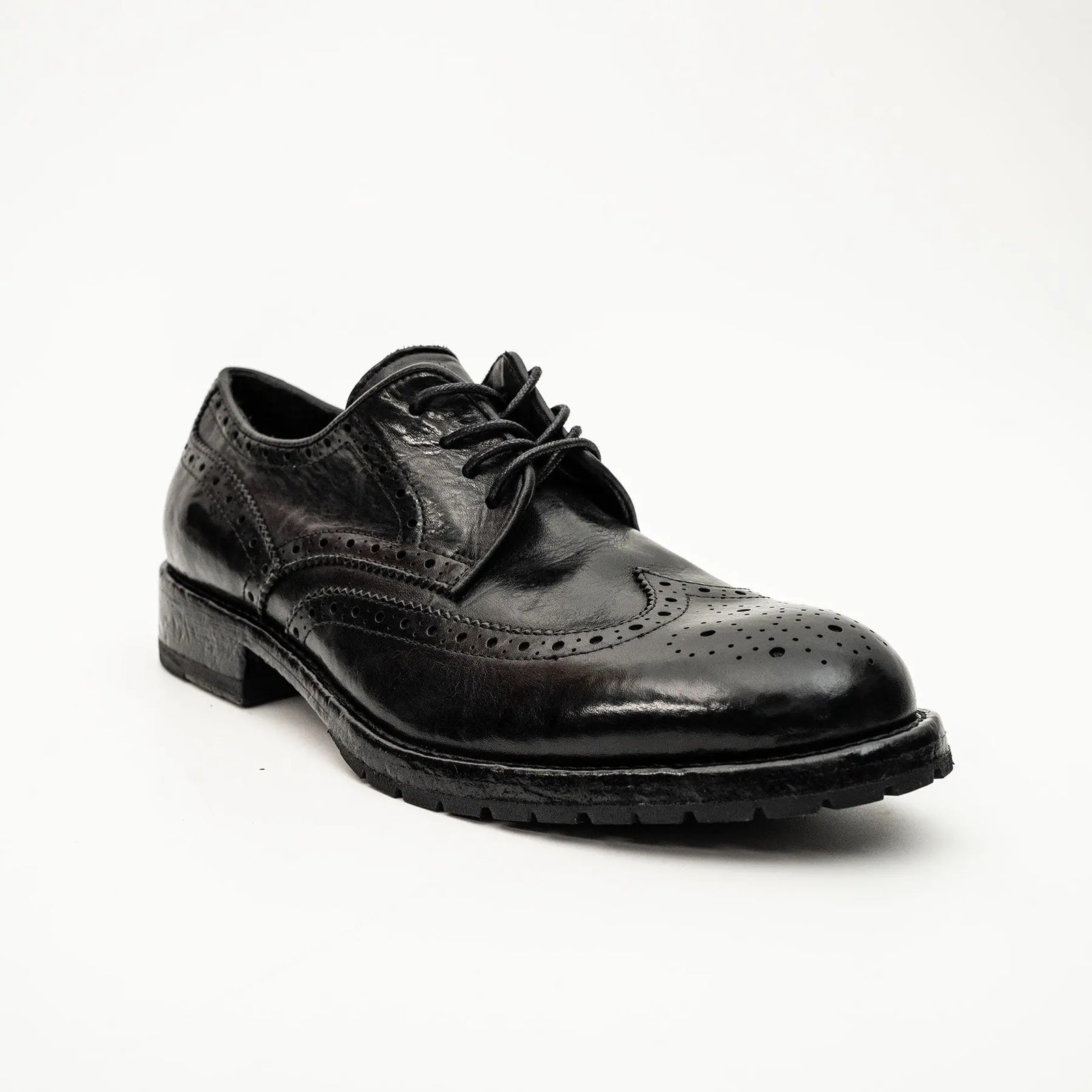Black Washed Leather Lug Derby DIVINCH