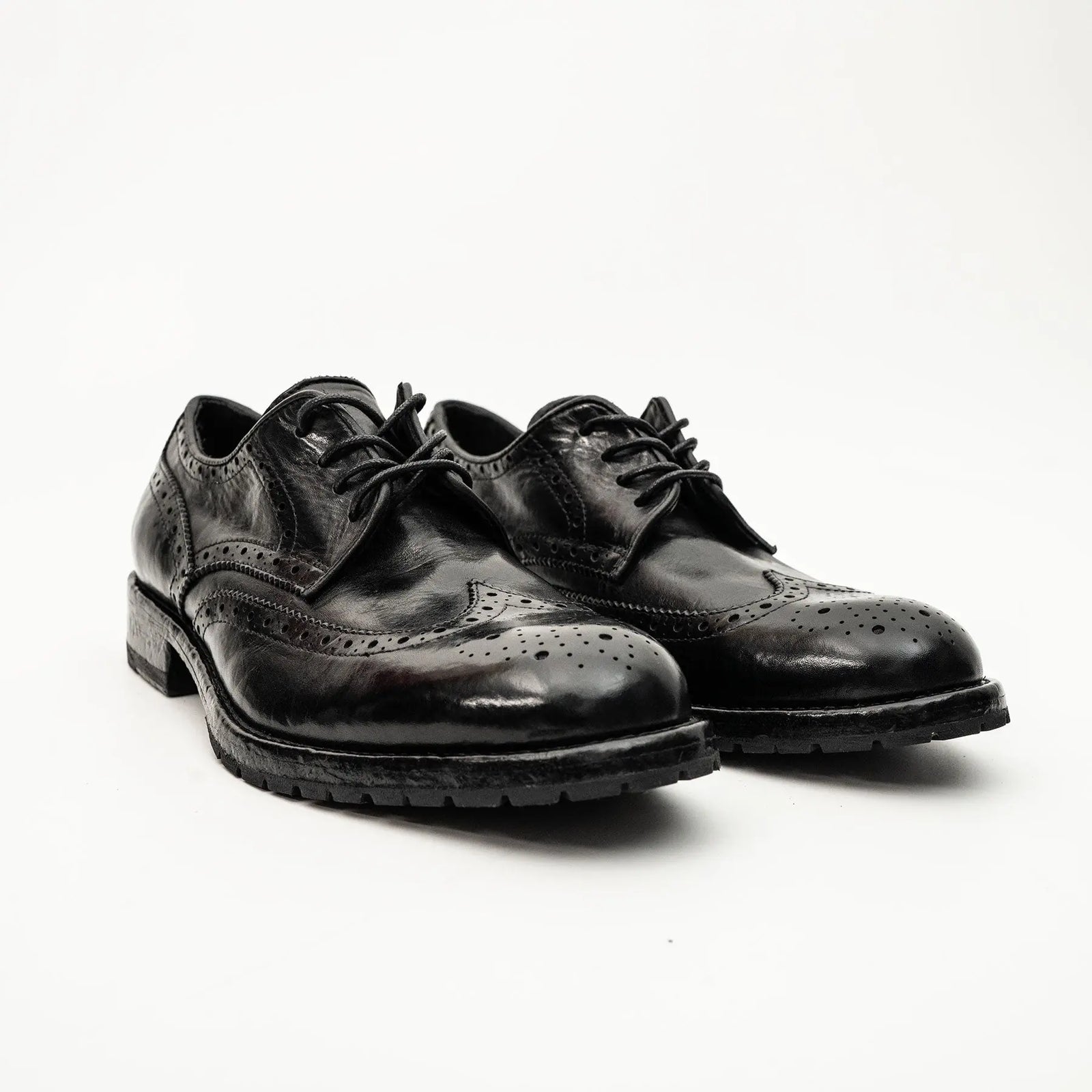 Black Washed Leather Lug Derby DIVINCH