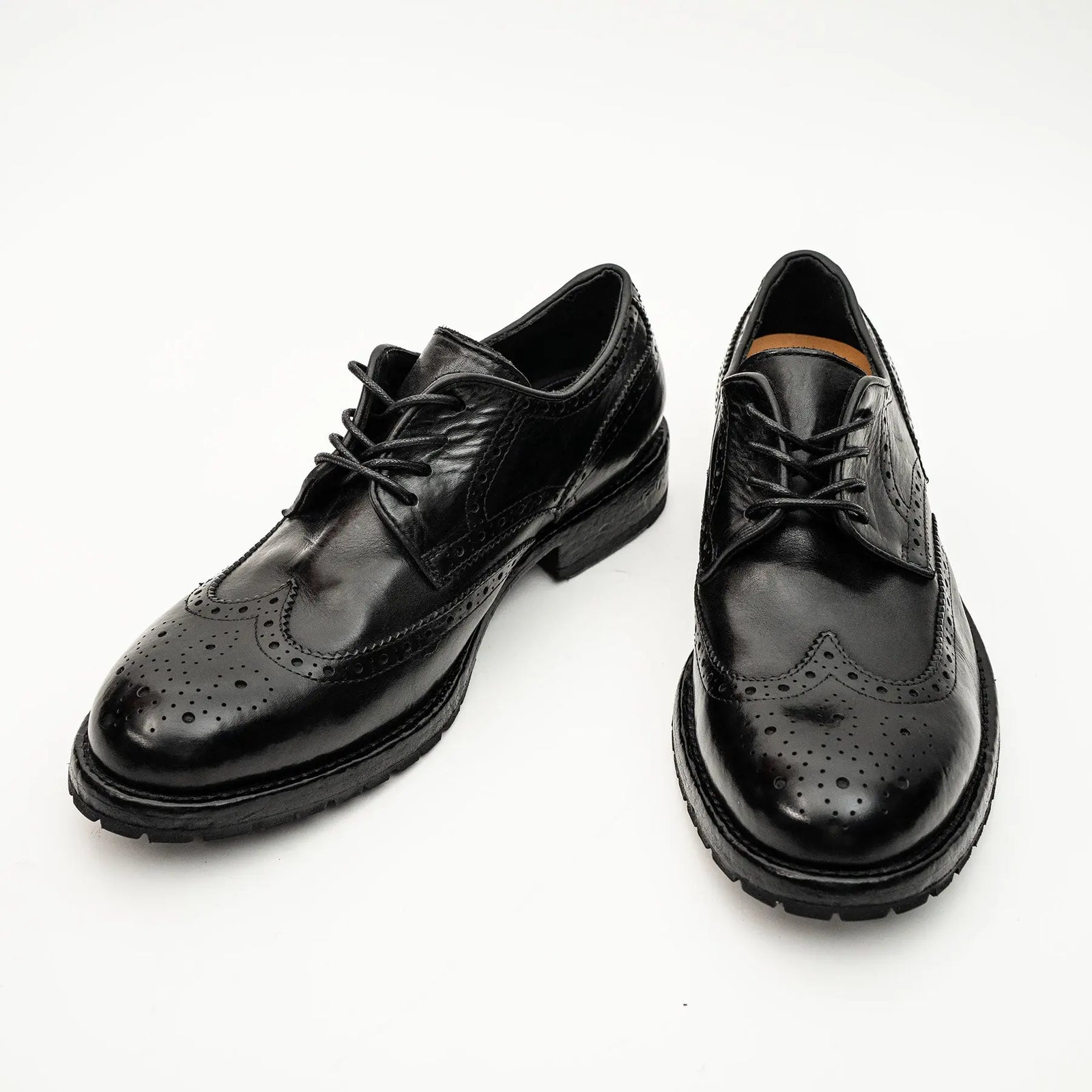 Black Washed Leather Lug Derby DIVINCH