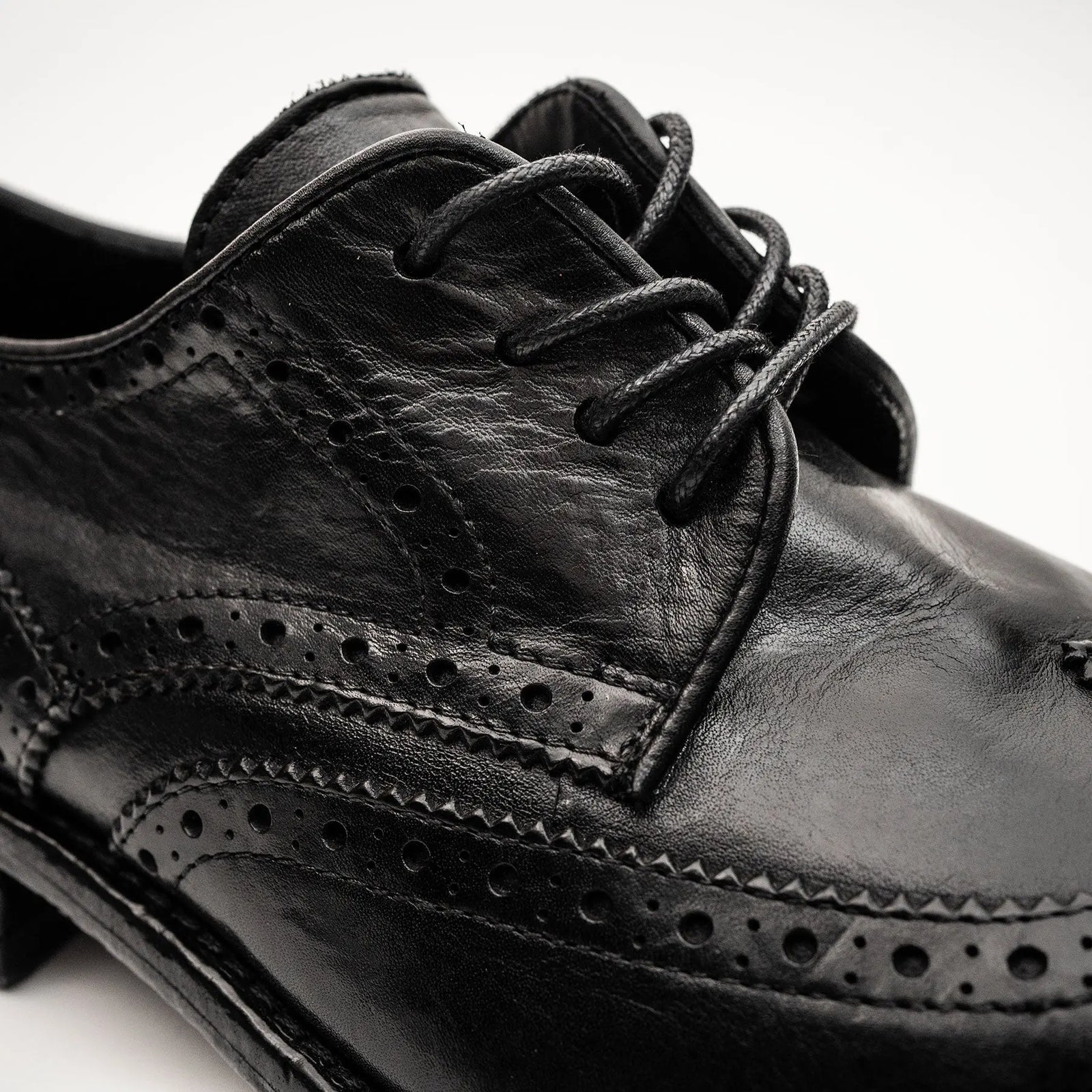 Black Washed Leather Lug Derby DIVINCH