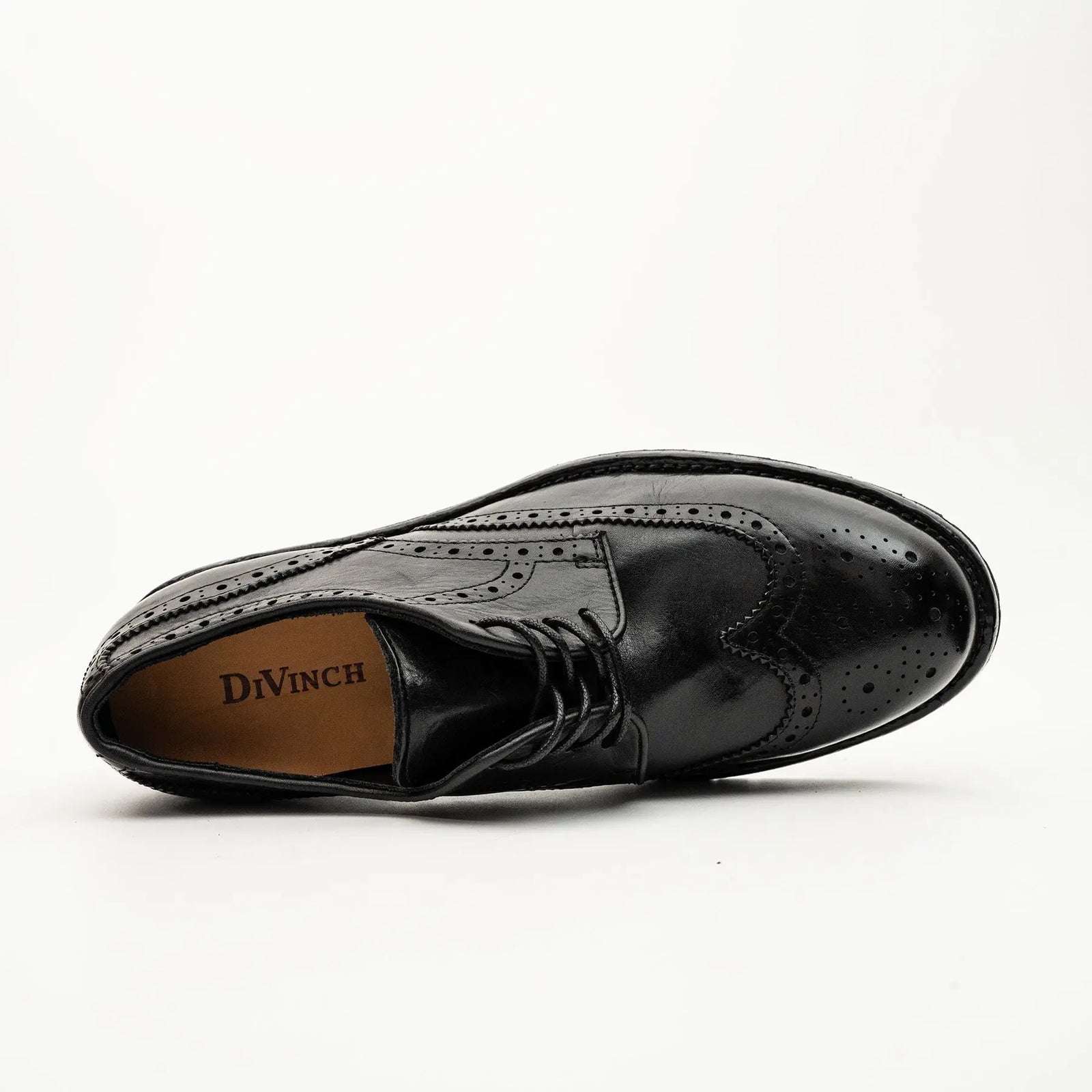 Black Washed Leather Lug Derby DIVINCH