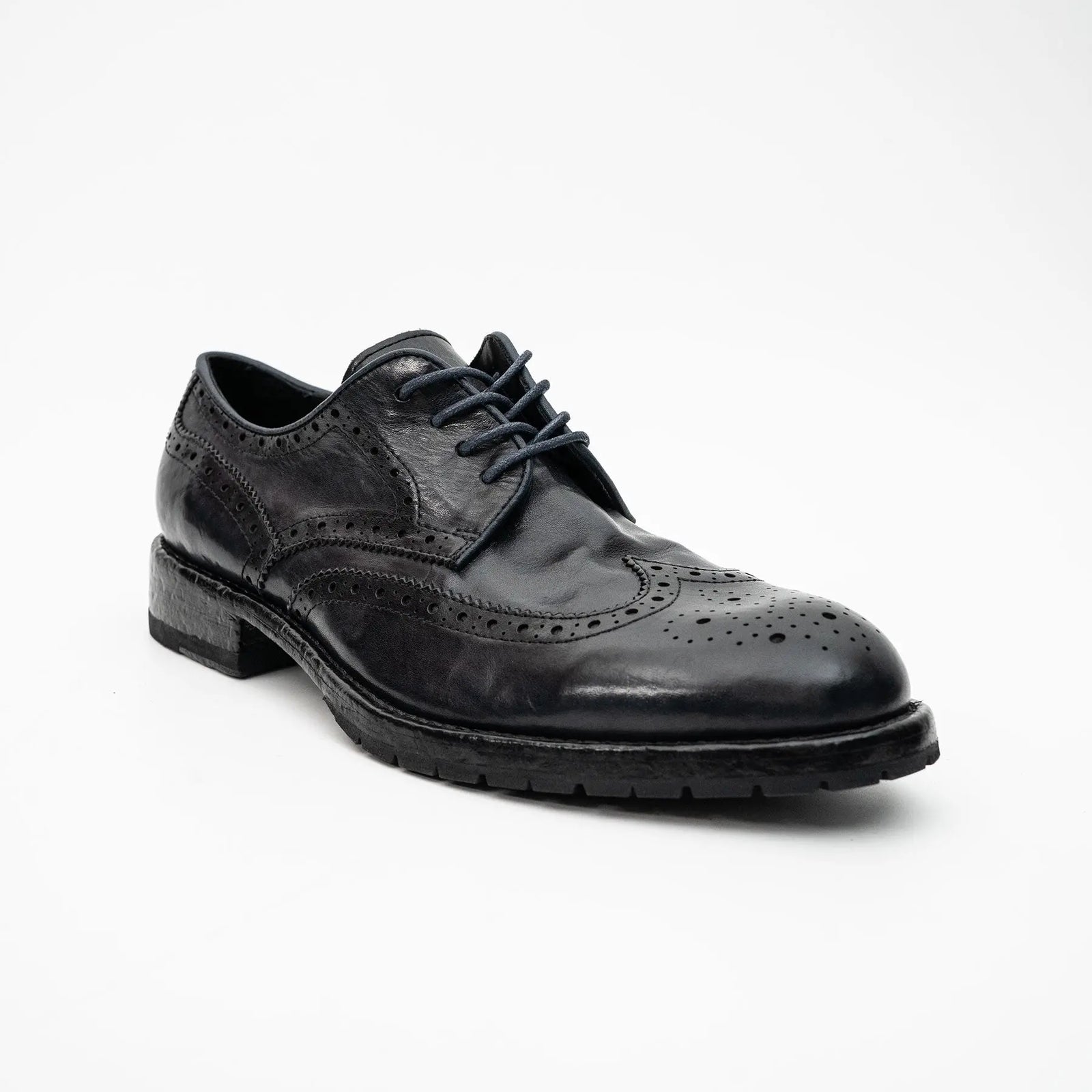 Midnight Navy Washed Leather Lug Derby