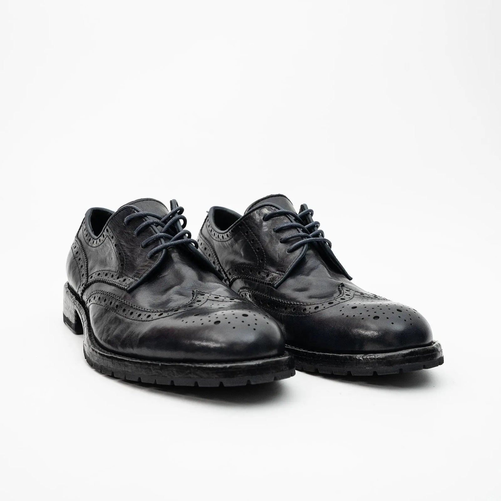 Midnight Navy Washed Leather Lug Derby