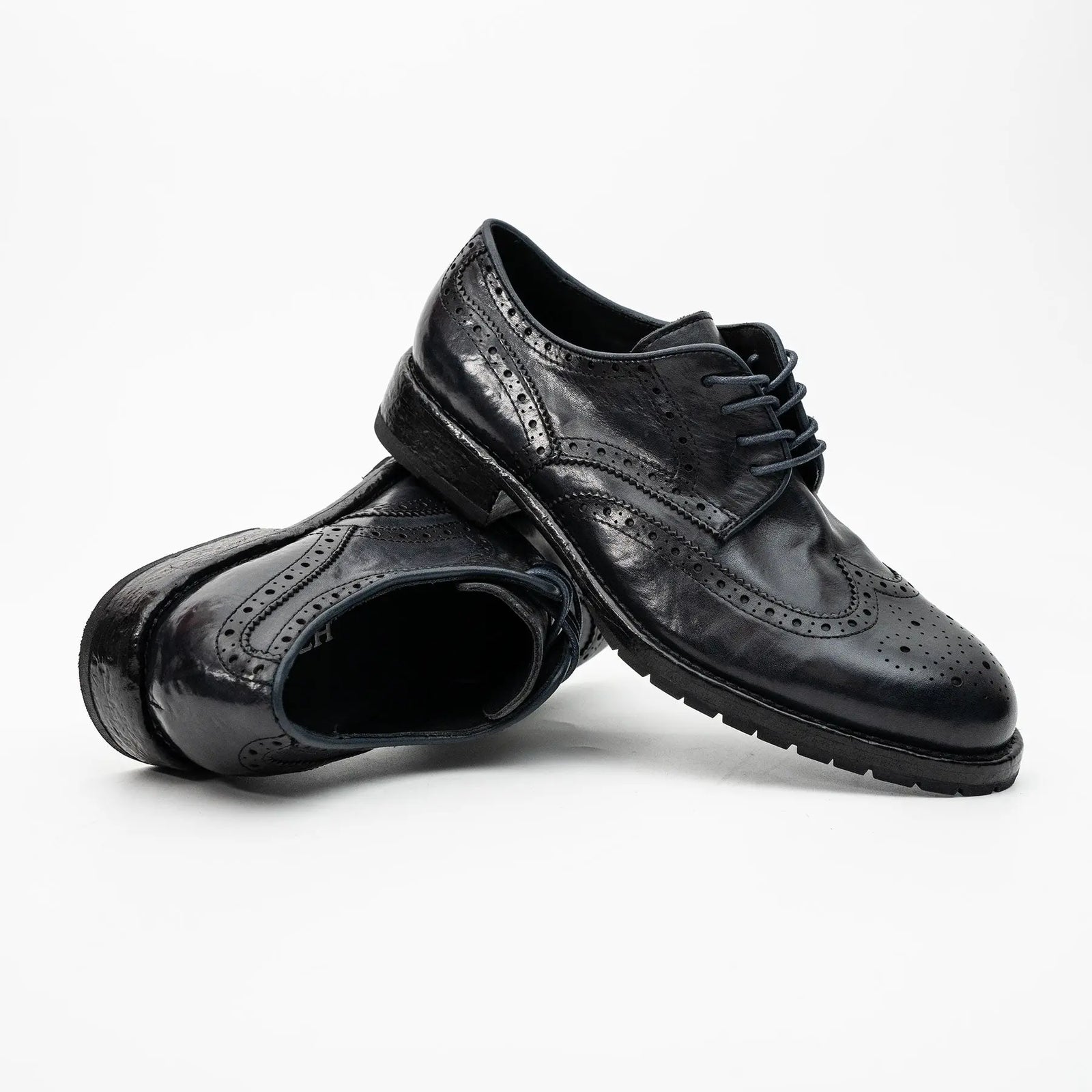 Midnight Navy Washed Leather Lug Derby
