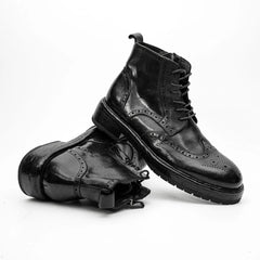 Black Washed Leather Martin Boot DIVINCH