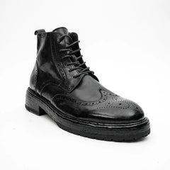 Black Washed Leather Martin Boot