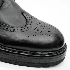 Black Washed Leather Martin Boot