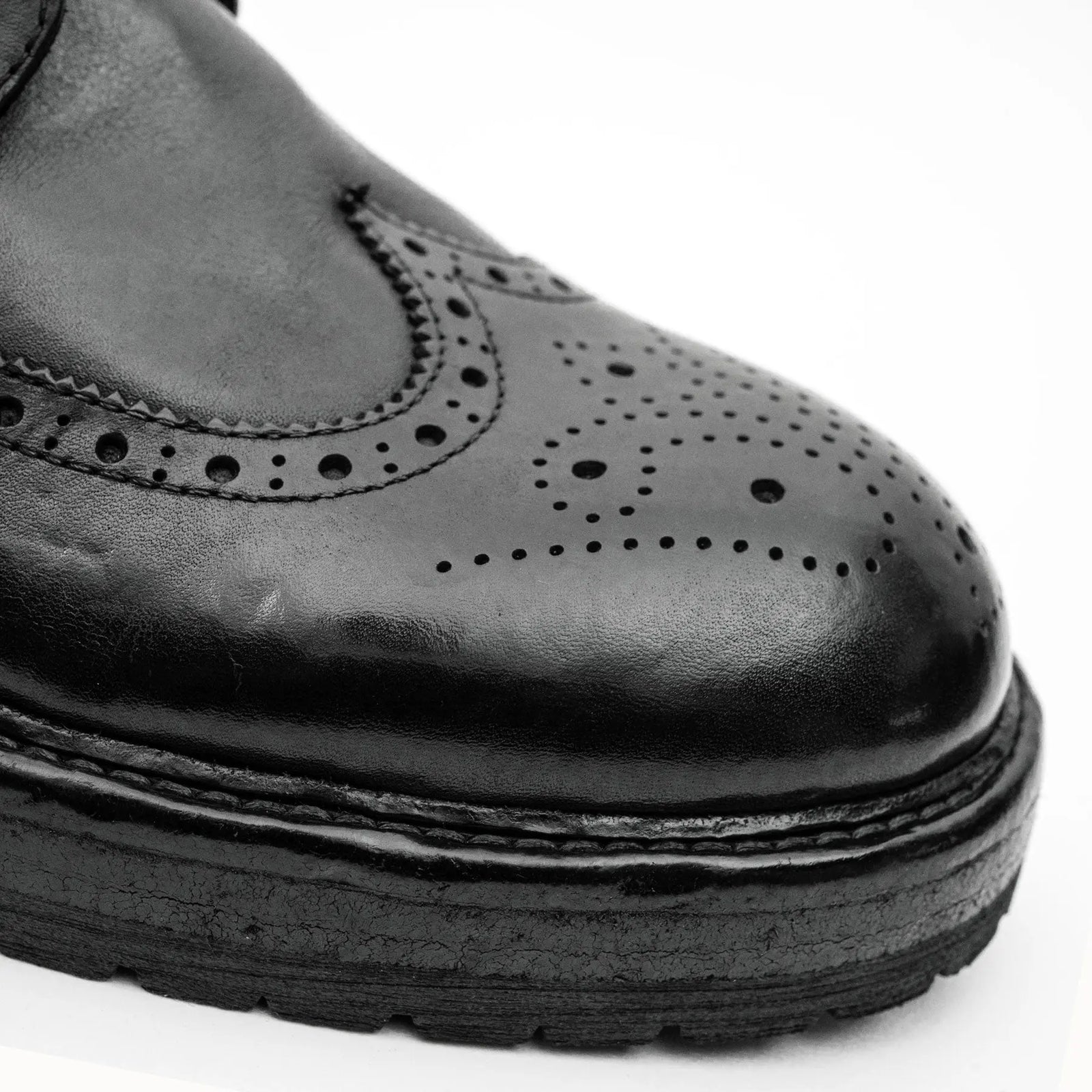 Black Washed Leather Martin Boot