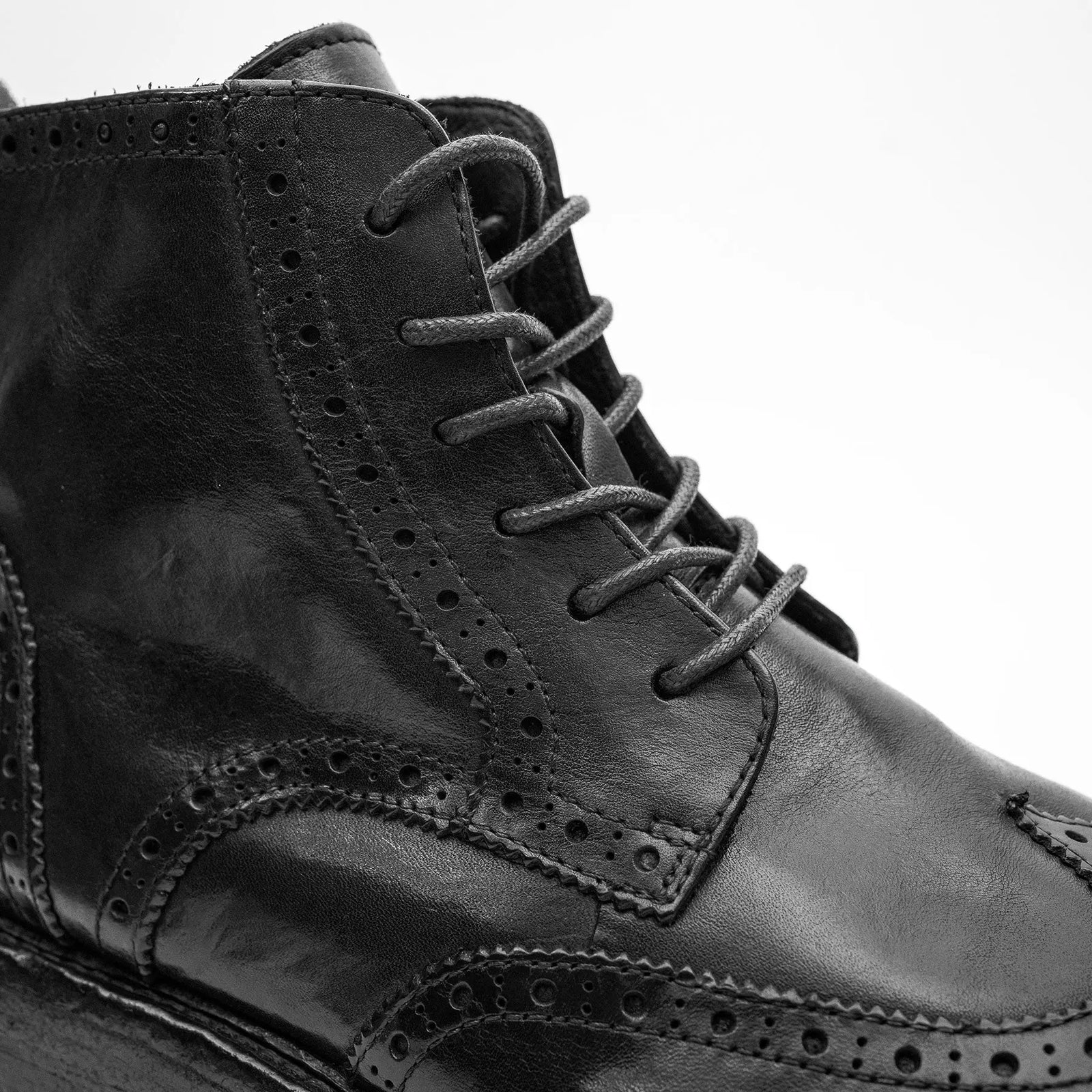 Black Washed Leather Martin Boot