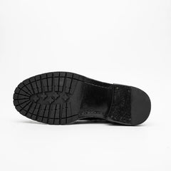 Black Washed Leather Martin Boot