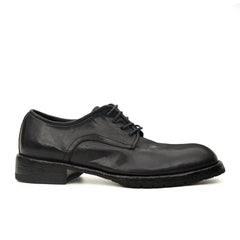 Black Washed Leather Plain Derby DIVINCH