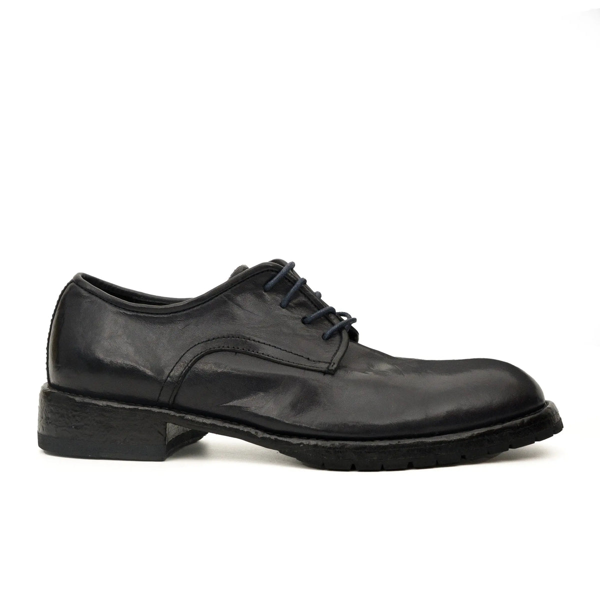Black Washed Leather Plain Derby DIVINCH