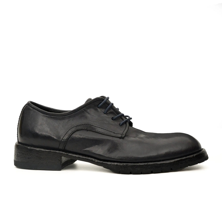 Black Washed Leather Plain Derby DIVINCH