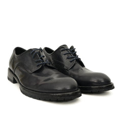 Black Washed Leather Plain Derby DIVINCH