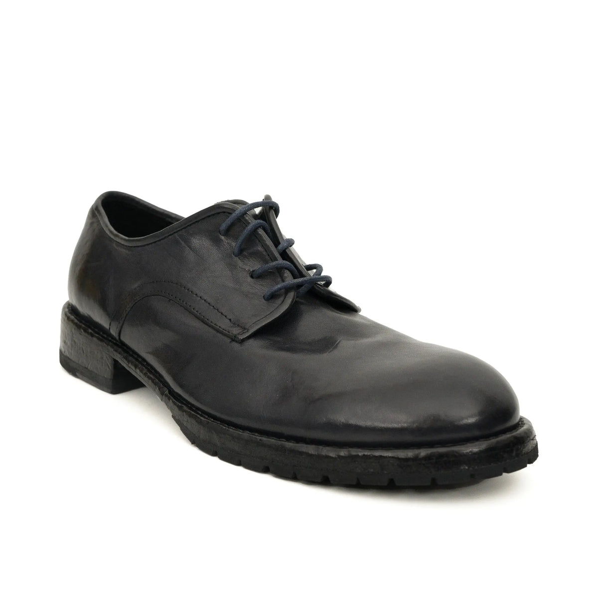Black Washed Leather Plain Derby DIVINCH