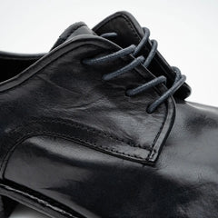 Black Washed Leather Plain Derby