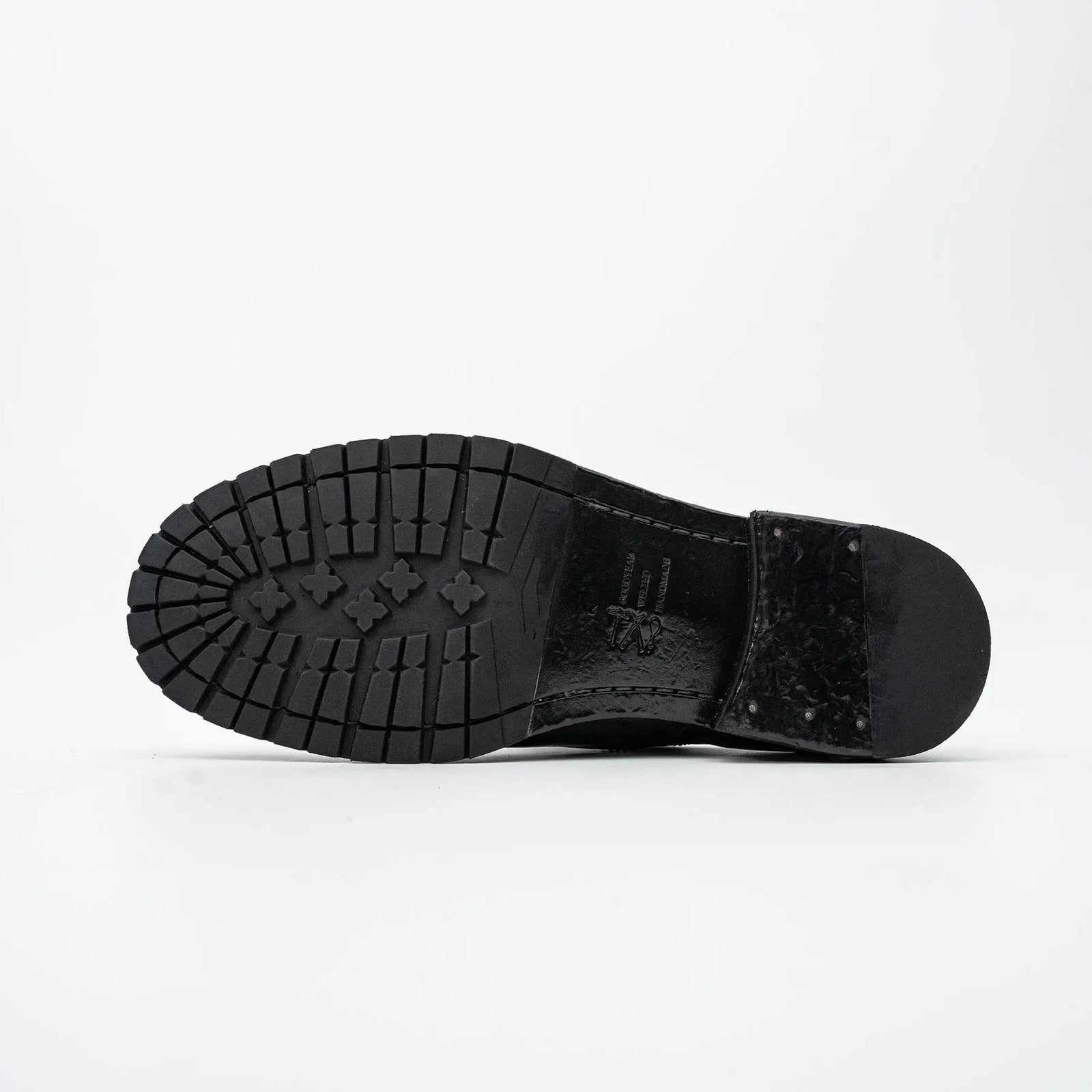 Black Washed Leather Plain Derby