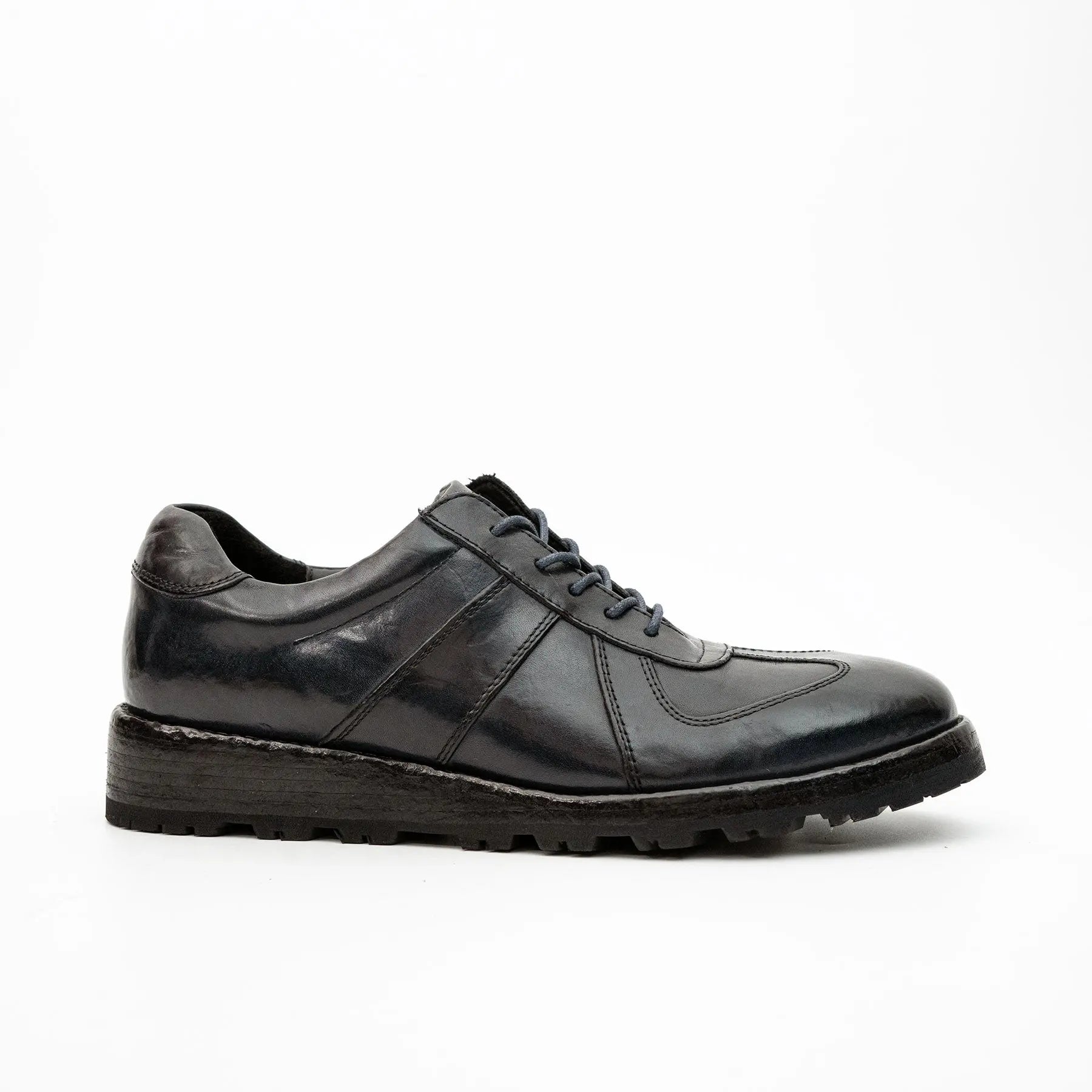 Black Washed Leather Sneaker