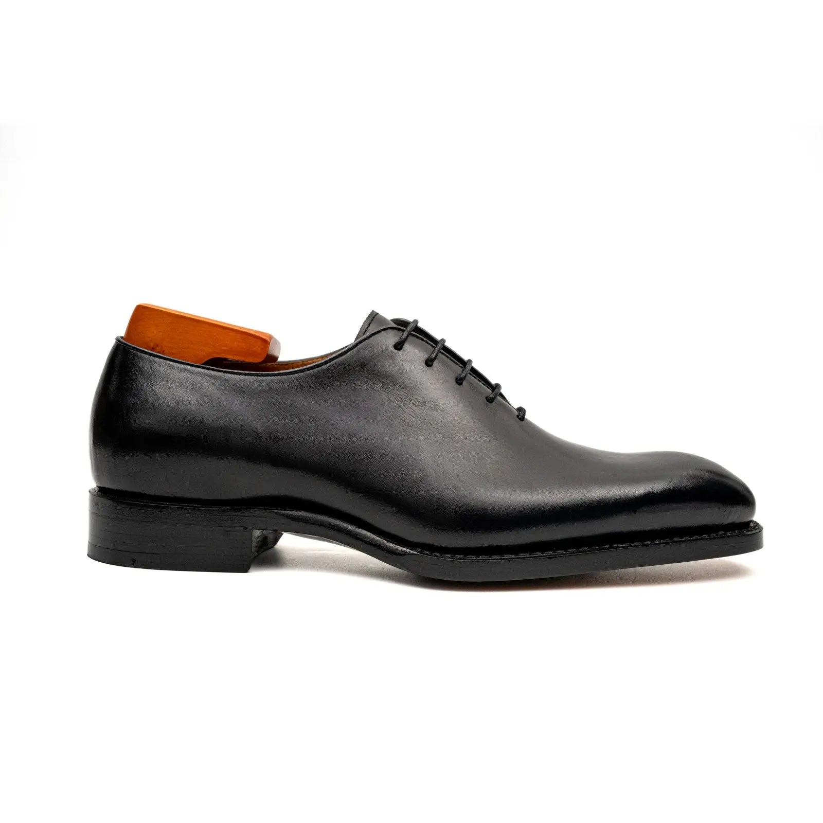 Black Wholecut Leather Oxford Shoes DIVINCH