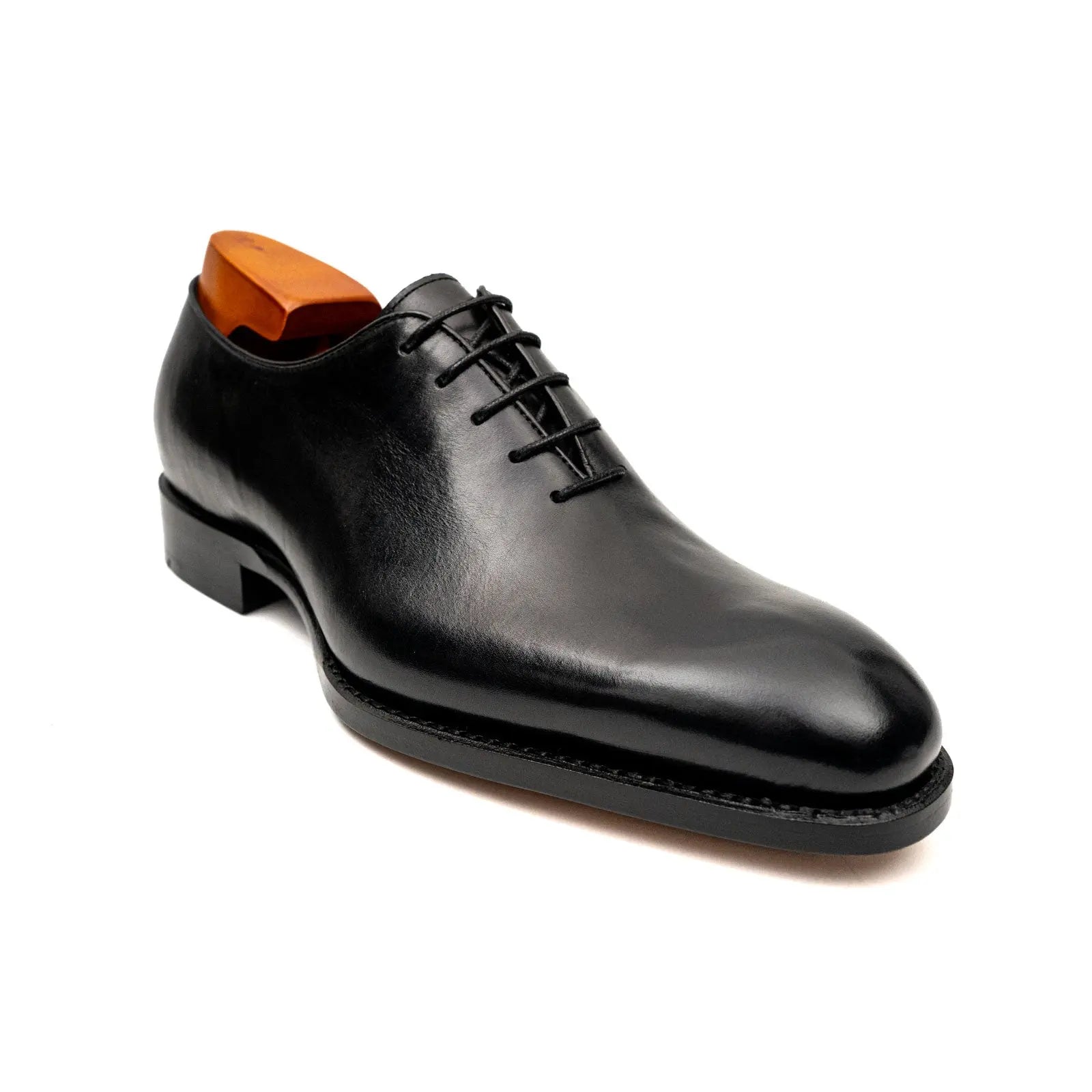Black Wholecut Leather Oxford Shoes DIVINCH